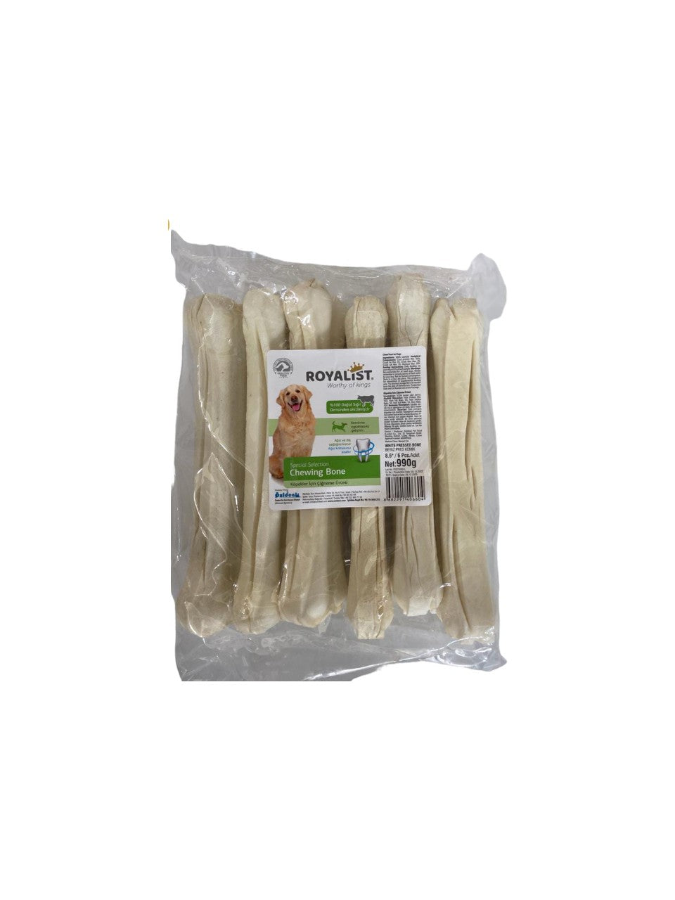 Royalist Beyaz Press Köpek Çiğneme Kemik 8.5'' (22 Cm) 1 Adet XL 165 gr