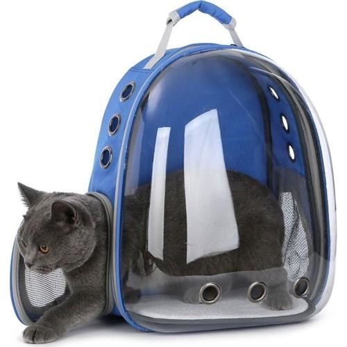 Markapet Astronot Şeffaf Taşıma Sırt Çantası Mavi 45 x 22 x 33 cm