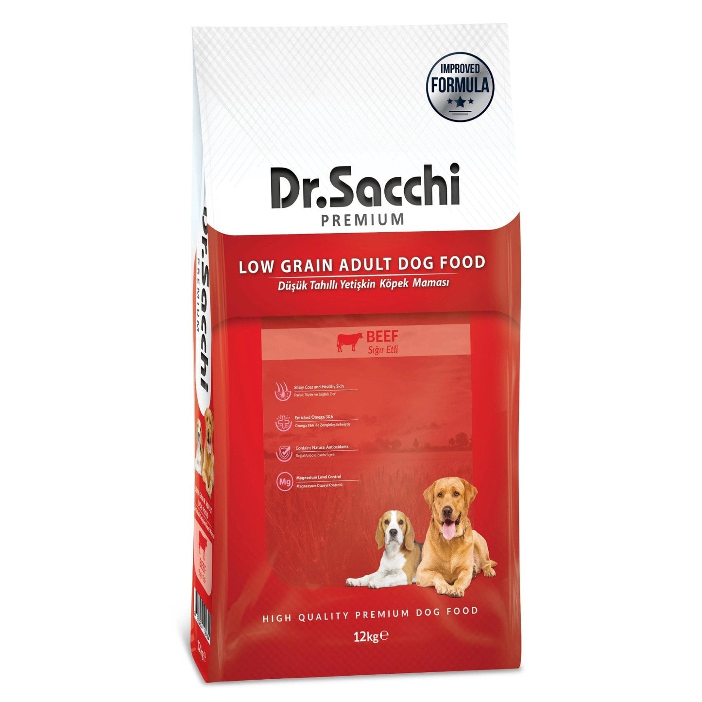 Dr. Sacchi Dr.Sacchi Premium Sığır Etli Düşük Tahıllı Yetişkin Köpek Maması 12 Kg