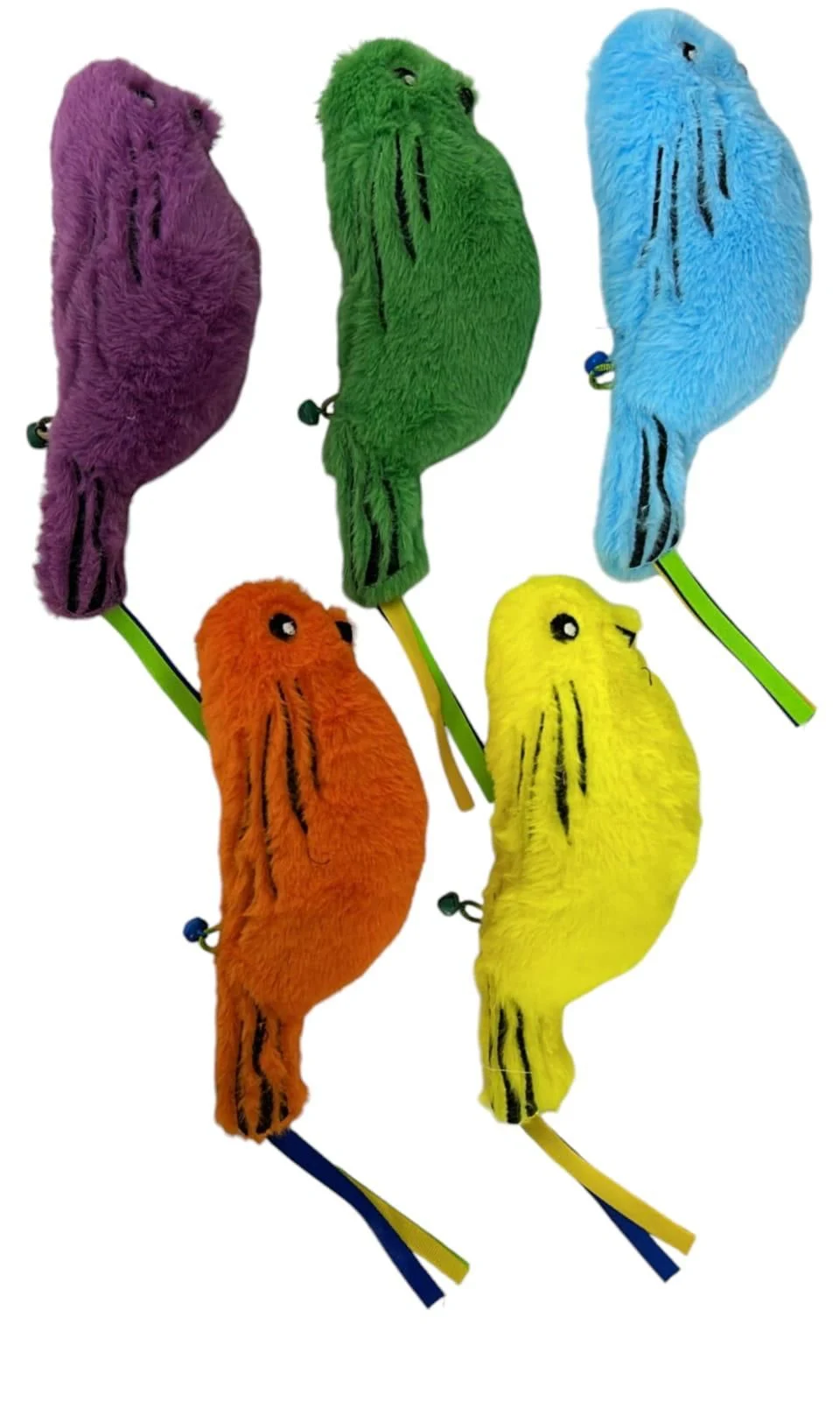 Catnipli Zilli Peluş Kuş Kedi Köpek Oyuncağı Çeşitli Renklerde 8 cm x 30 cm