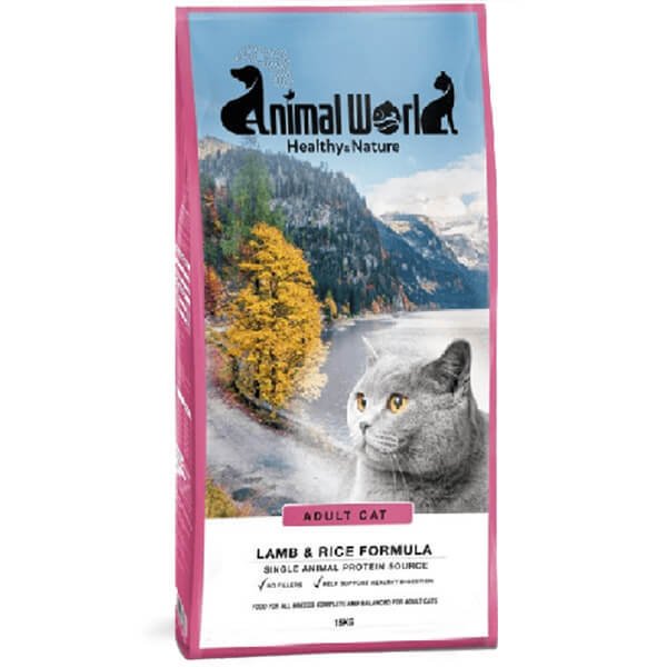 Animal World Adult Cat Kuzu Etli ve Pirinçli Kedi Maması 15 Kg