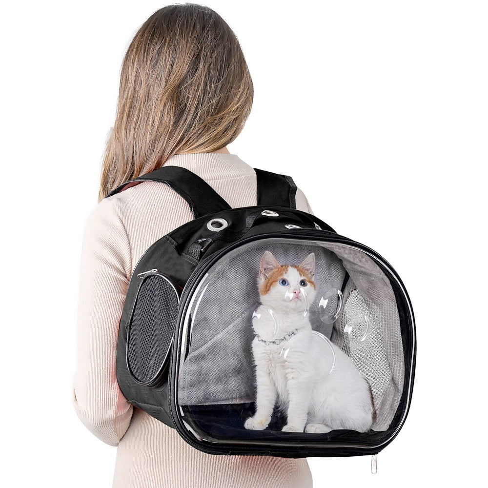 Markapet Patili Şeffaf Kedi Taşıma Sırt Çantası Siyah 20 x 34 x 42 cm