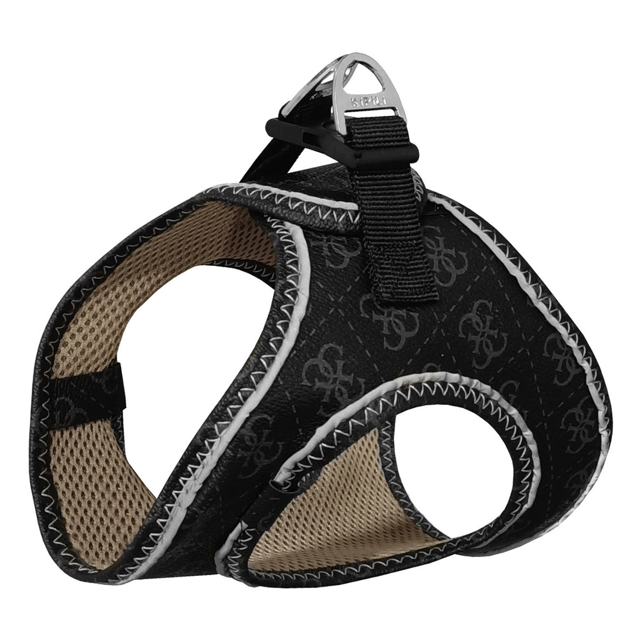 Üç Kilitli Deri Kedi Köpek Göğüs Tasması 30-38 cm Small Siyah
