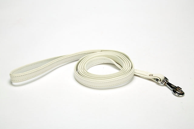 Doggie Flotter El Yapımı Deri Köpek Gezdirme Kayışı 1,5 cm x 150 cm Beyaz
