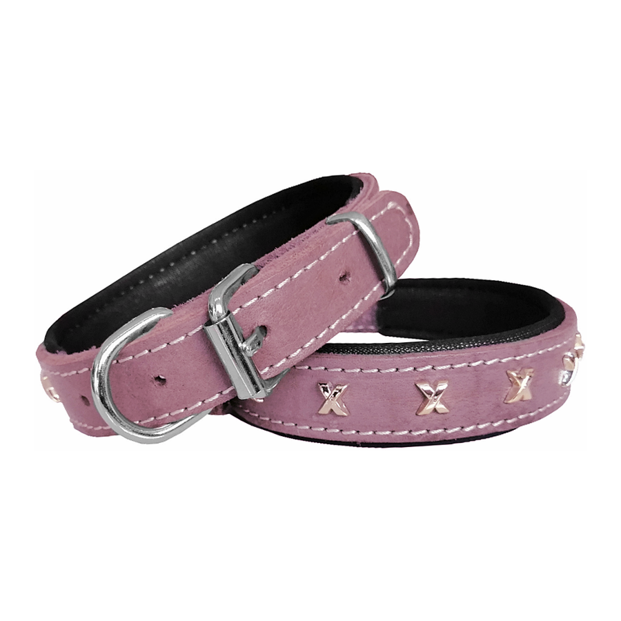 Markapet Deri Metal İşlemeli Köpek Boyun Tasması 3 x 42 - 56 cm Gül Kurusu