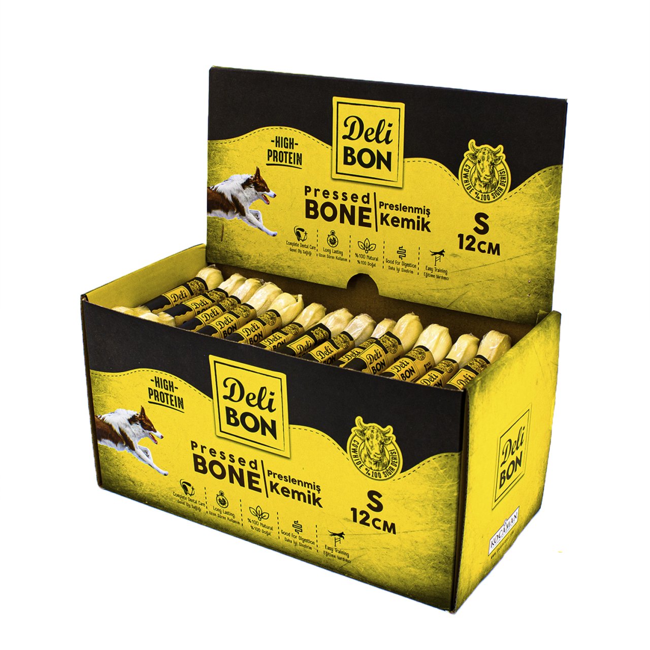 Delibon Deri Köpek Çiğneti Pres Kemik 1x12cm Beyaz