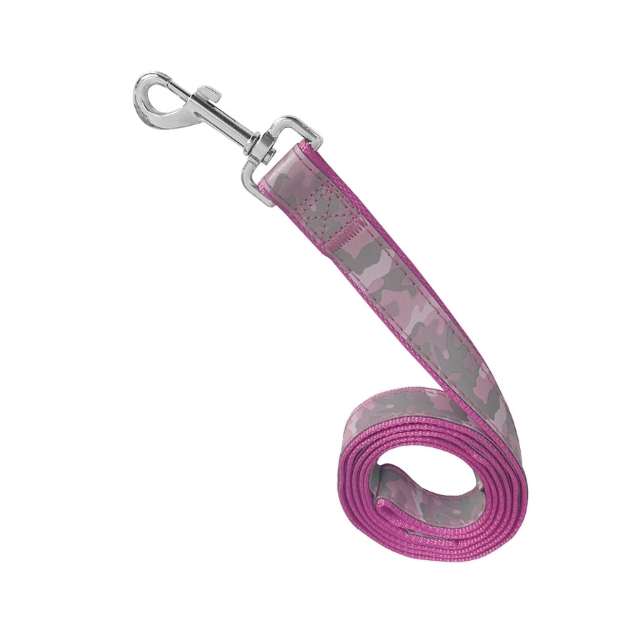 Köpek Göğüs Tasma Seti Reflektörlü Kamuflaj Desenli 120 cm-40 cm-56 cm Pembe
