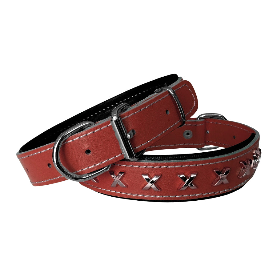 Markapet Deri Metal İşlemeli Köpek Boyun Tasması 2,5 x 40-50 cm Kiremit