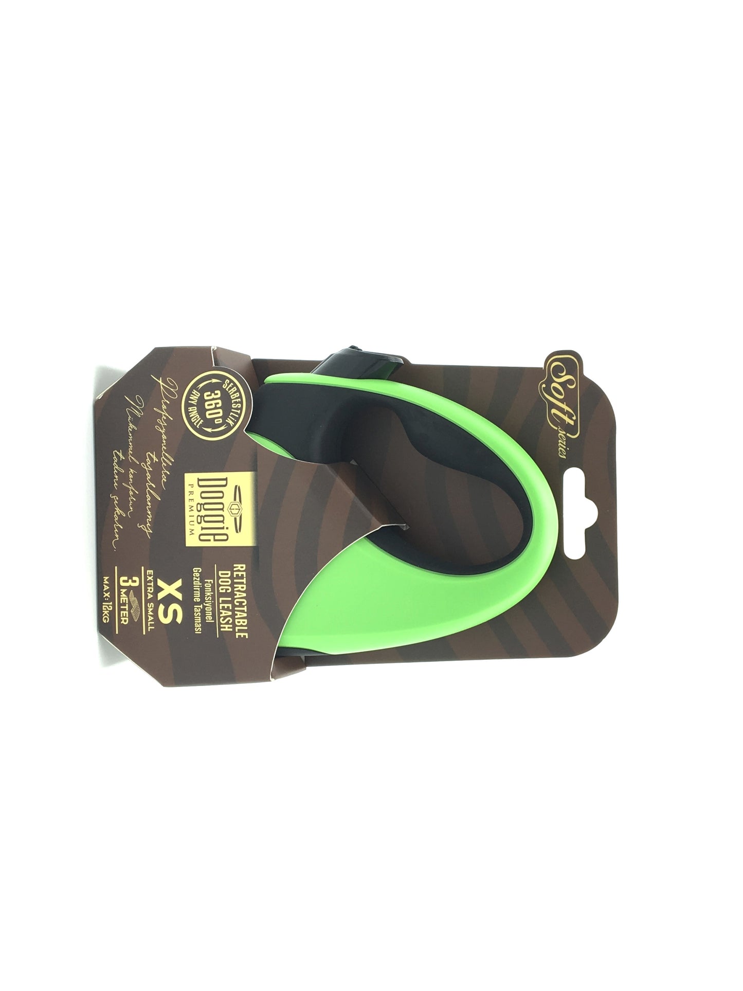 Doggie Soft Seri Otomatik Makaralı Gezdirme Tasması 12 kg / 3 M Yeşil