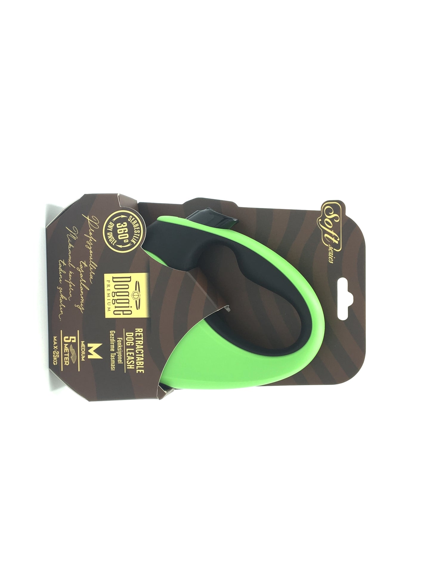 Doggie Soft Seri Otomatik Makaralı Gezdirme Tasması 25 kg / 5 M Yeşil