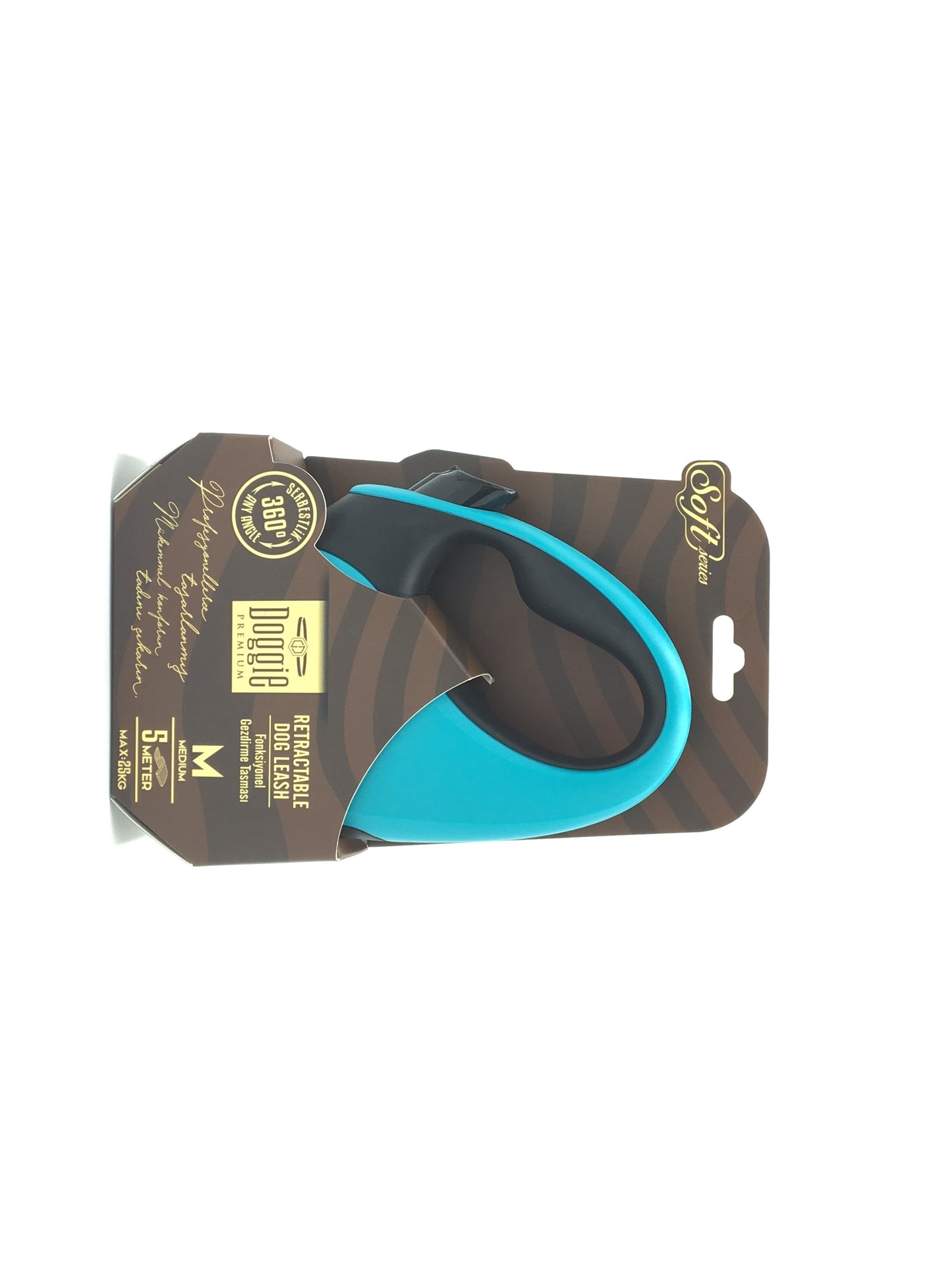 Doggie Soft Seri Otomatik Makaralı Gezdirme Tasması 25 kg / 5 M Turkuaz