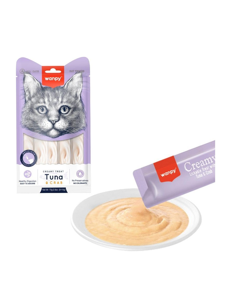 Wanpy Ton Balıklı Yengeçli Krema Likit Kedi Ödülü 5X14GR
