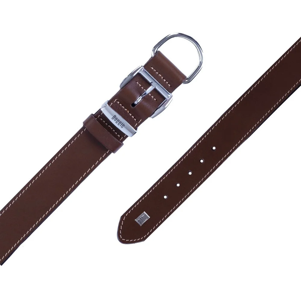 Doggie El Yapımı Konforlu Deri Köpek Tasması 3,5x47-55 cm Kahverengi
