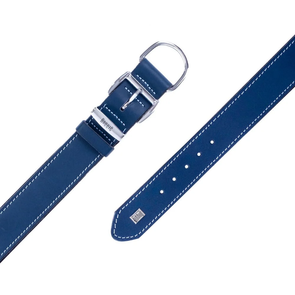 Doggie El Yapımı Konforlu Deri Köpek Tasması 3,5x52-60cm Mavi