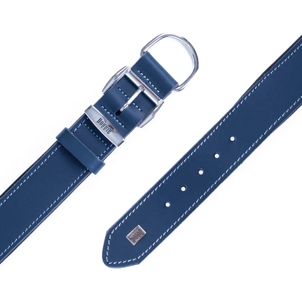Doggie El Yapımı Konforlu Deri Köpek Tasması 4x52-60 cm Mavi