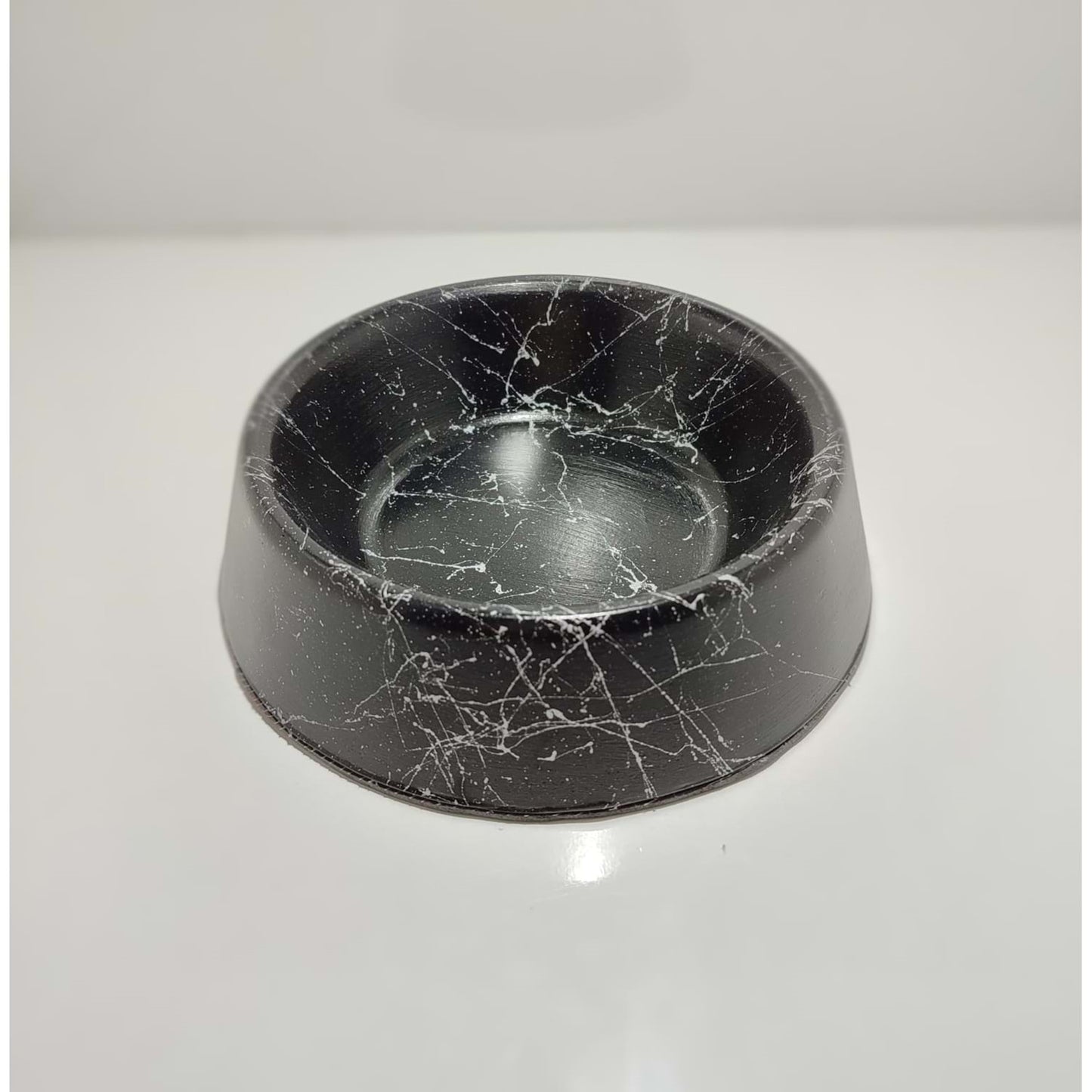 Markapet Elegans Seri Mermerit Kaymaz Tabanlı Kedi Köpek Mama Su Kabı 750 ml 24 oz Siyah Gümüş