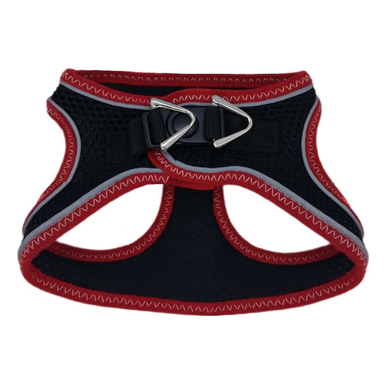 Üç Kilitli Sportif Kedi Köpek Göğüs Tasması 34-44 cm Large Kırmızı-Siyah