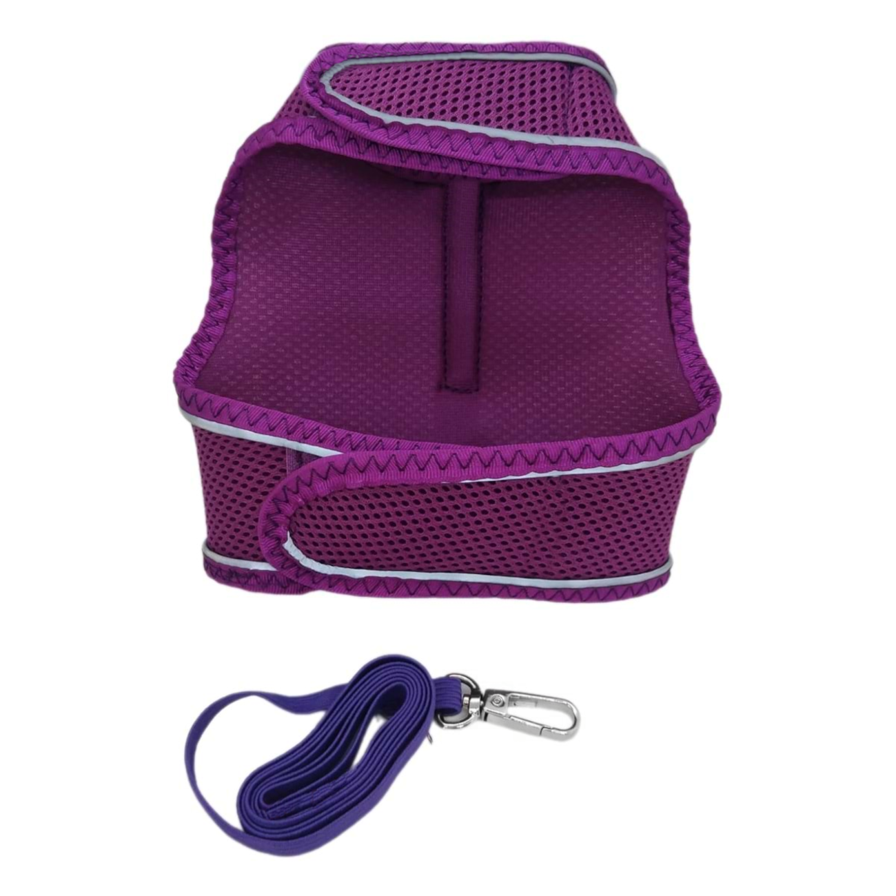 Çift Kilitli Sportif Kedi Köpek Göğüs Tasma Seti 30-38 cm Small Mor