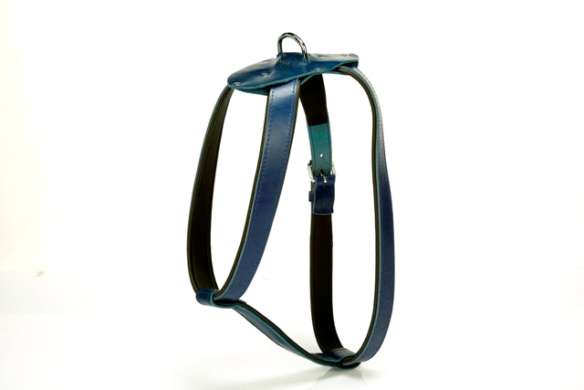 Doggie Konforlu Deriden El Yapımı Köpek Göğüs Tasması 2 x 50-70 cm Mavi