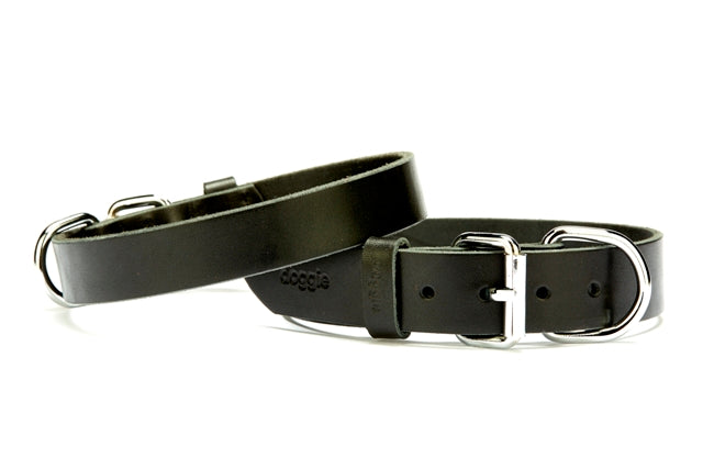 Doggie Deri El Yapımı Köpek Boyun Tasması 1,5x32-37 cm Siyah