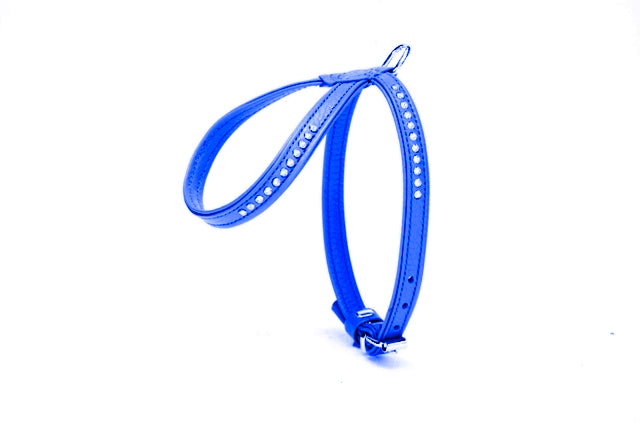 Doggie Flotter Swarovski Taşlı Deri Köpek Göğüs Tasması 2 x 42-55 cm Mavi