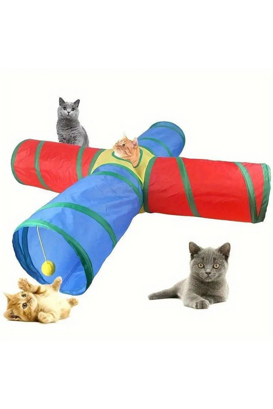 4 Yollu Kedi Tüneli Katlanır Gökkuşağı Kedi Köpek Oyun Tüneli Evcil Hayvan Oyun Tüneli 125 cm