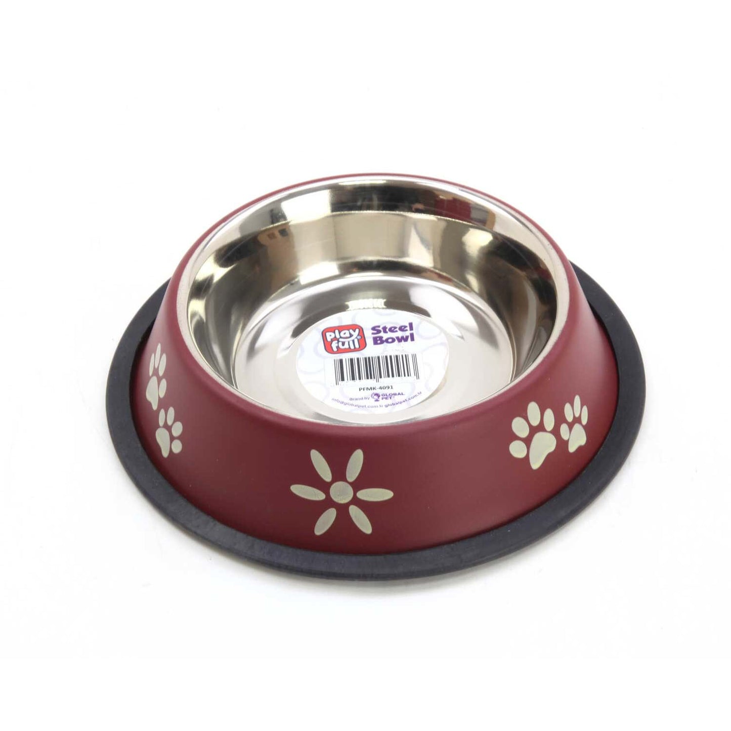 Playfull Desenli Renkli Çelik Mama ve Su Kabı 8 Oz 250 ml