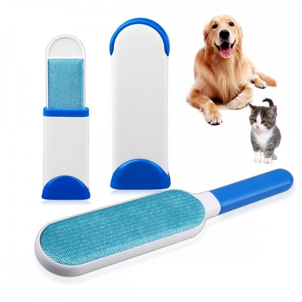 Kedi Köpek Tüy Temizleyici Fırça Seti Beyaz-Mavi