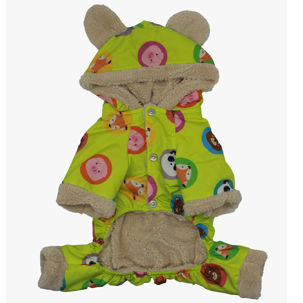 Pawstar Yeşil Animals Romper Küçük Ve Orta Irklar Için Tulum-mont Yağmurluk Köpek Kıyafeti XLarge