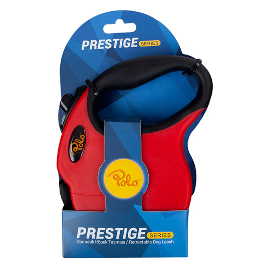 Polo Prestige Makaralı Otomatik Tasma M 5 Metre - 20 kg Kırmızı-Siyah