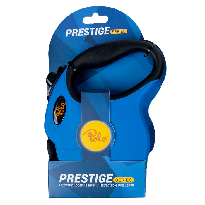 Polo Prestige Makaralı Otomatik Tasma XS 3 Metre - 8 kg Mavi-Siyah