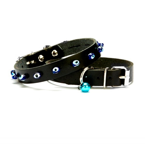 Nazar Boncuklu Yavru Ve Küçük Irk Köpek Tasması 1,5x29 cm Siyah XLarge