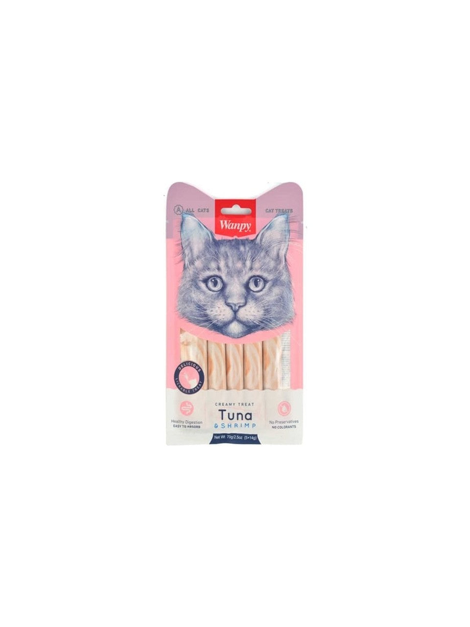 Wanpy Ton Balıklı Karidesli Krema Likit Kedi Ödülü 5X14GR