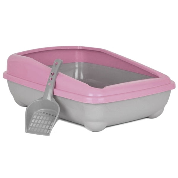 Kedi Tuvalet Kum Kabı 50/37/13.5 cm Açık Pembe + Kürek Hediye
