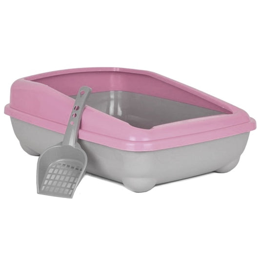 Kedi Tuvalet Kum Kabı 50/37/13.5 cm Açık Pembe + Kürek Hediye