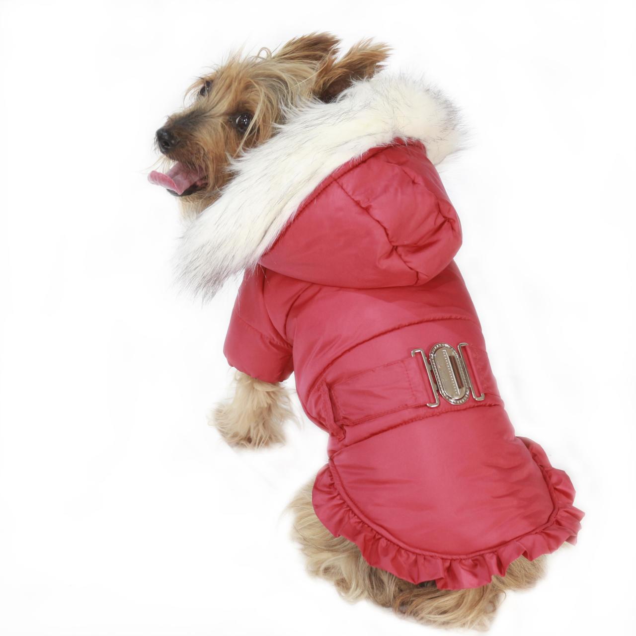 Angel Coat Cherry Küçük ve Orta Irk Kapşonlu Mont Yağmurluk XXLarge