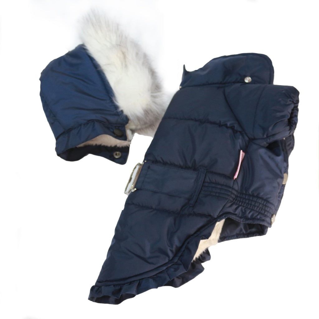 Angel Coat Navy Küçük ve Orta Irk Kapşonlu Mont Yağmurluk XXLarge