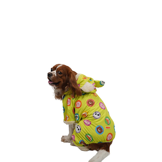 Pawstar Yeşil Animals Romper Küçük Ve Orta Irklar Için Tulum-mont Yağmurluk Köpek Kıyafeti XXLarge