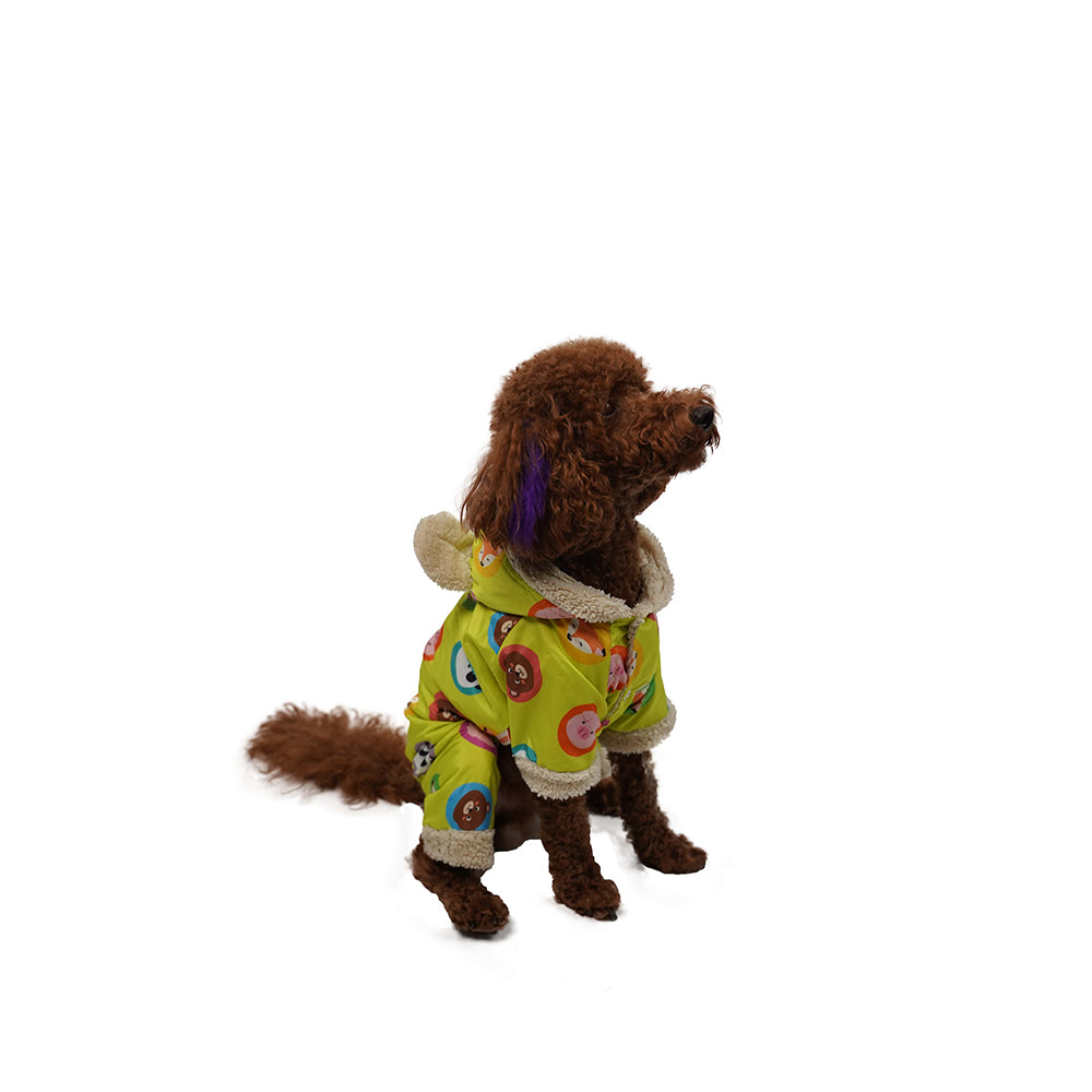Pawstar Yeşil Animals Romper Küçük Ve Orta Irklar Için Tulum-mont Yağmurluk Köpek Kıyafeti Large