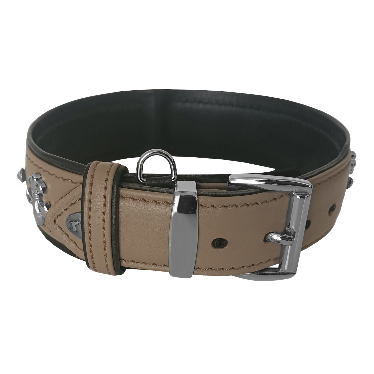 Markapet Taşlı Ve Aynalı Köpek Boyun Tasması 49-55 cm Large Taba