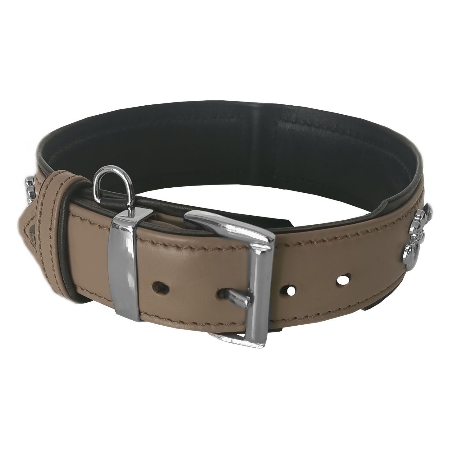 Markapet Taşlı Ve Aynalı Köpek Boyun Tasması 49-55 cm Large Taba