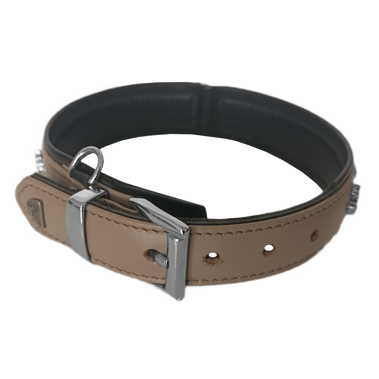 Markapet Taşlı Ve Aynalı Köpek Boyun Tasması 49-55 cm Large Taba