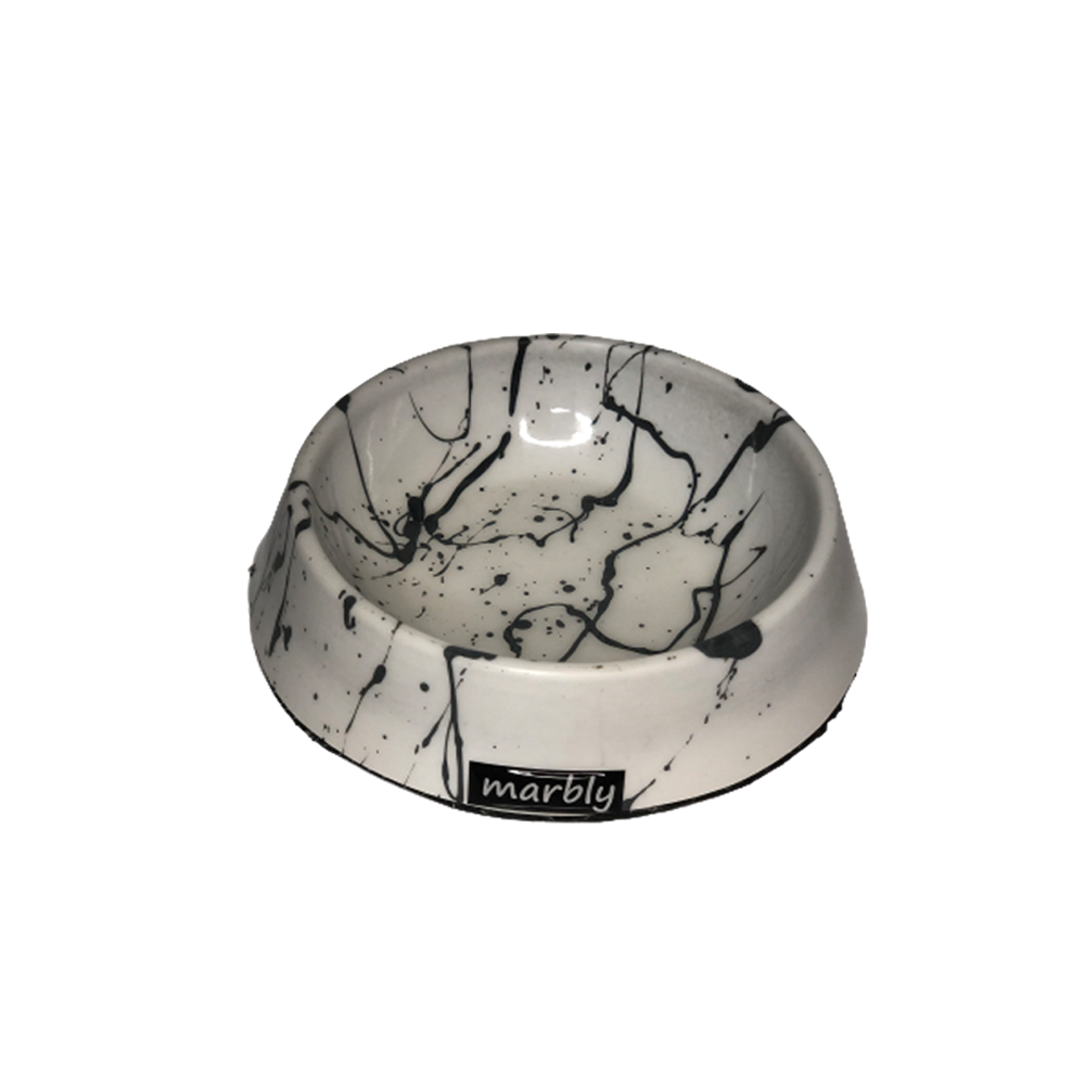 Marbly Zebra Mermerit Köpek Mama Su Kabı 1000 ml