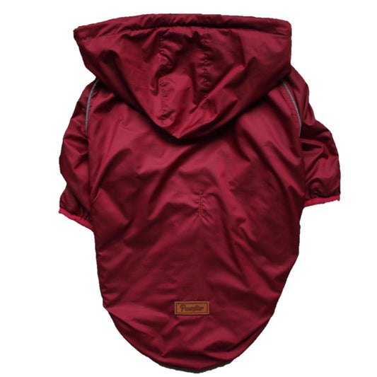 Bordo Maroon Raincoat Mont Büyük Irk Yağmurluk Köpek Kıyafeti 4XL