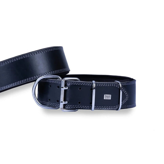 Doggie Konfor Çift Kat Deri El Yapımı Köpek Boyun Tasması 6x60-70 cm Siyah