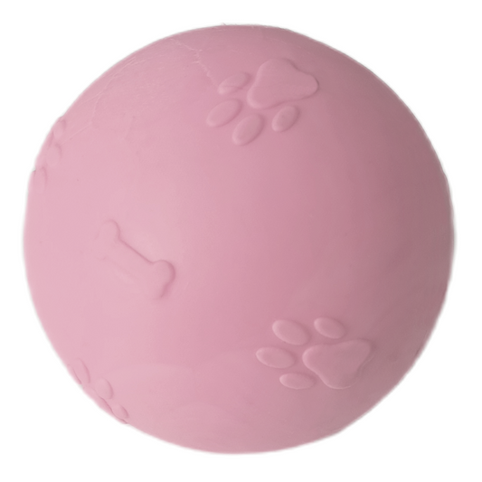 Pati Desenli Termoplastik Sert Köpek Oyun Topu 7 cm Medium Pembe