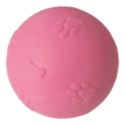 Pati Desenli Termoplastik Sert Köpek Oyun Topu 8 cm Large Pembe