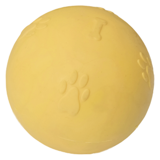 Pati Desenli Termoplastik Sert Köpek Oyun Topu 7 cm Medium Sarı