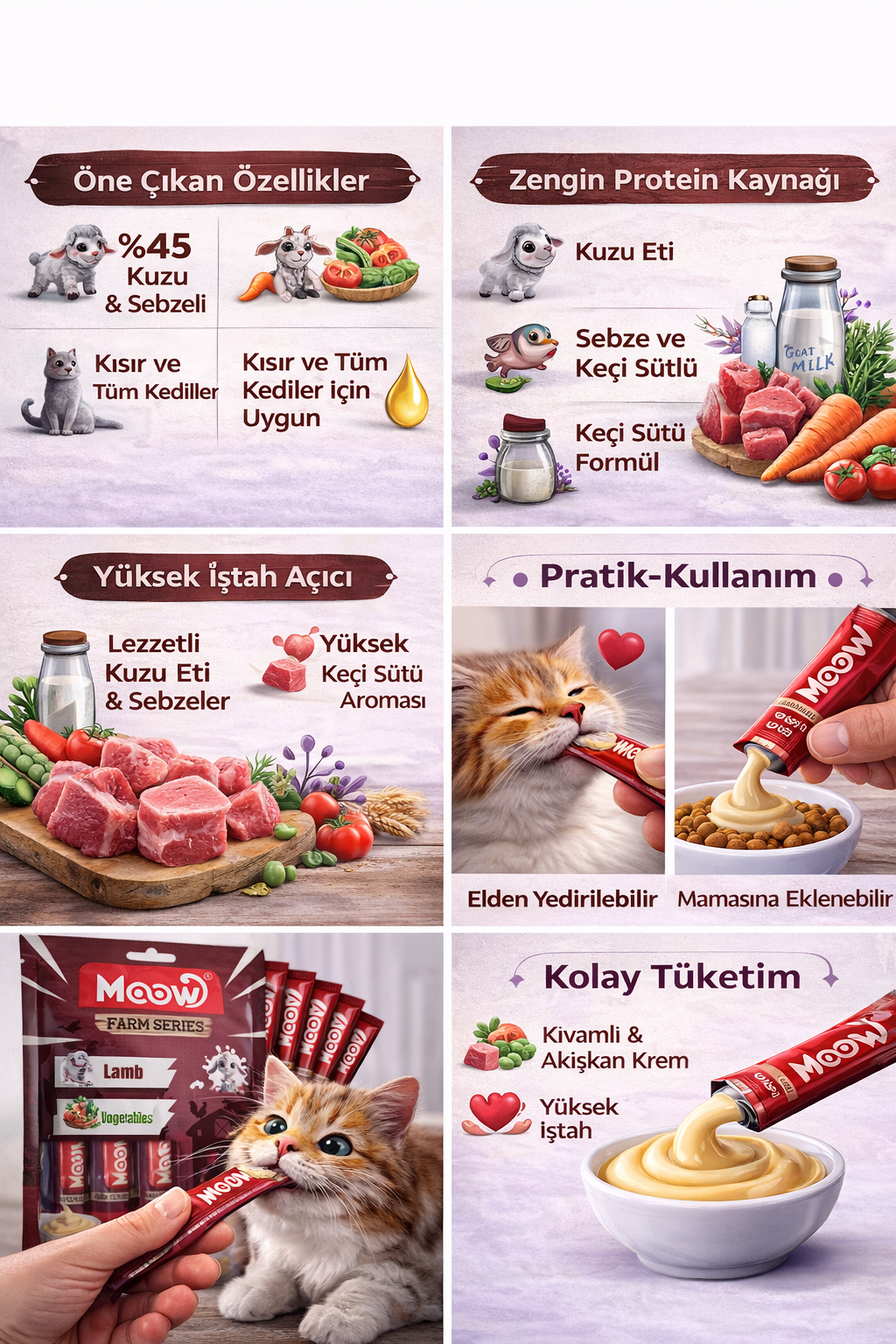 Kuzu Etli, Sebzeli ve Keçi Sütlü Kedi Krema Ödülü (6x12 gr)