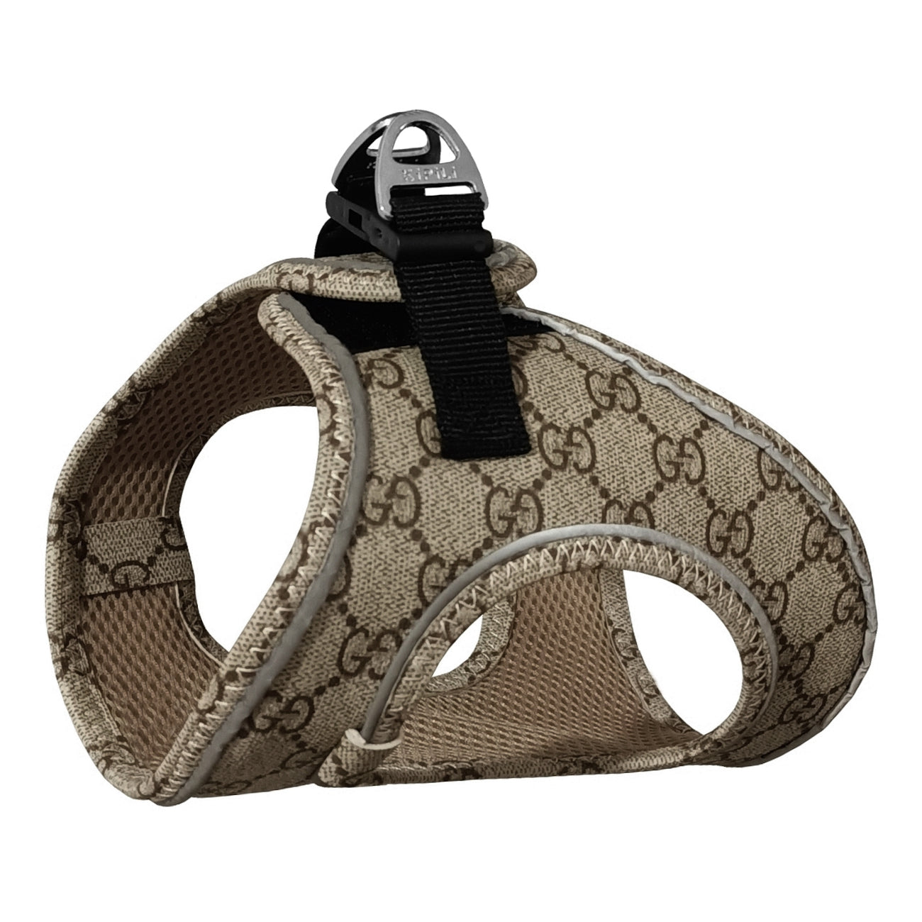 Üç Kilitli Deri Kedi Köpek Göğüs Tasması 30-38 cm Small Bej